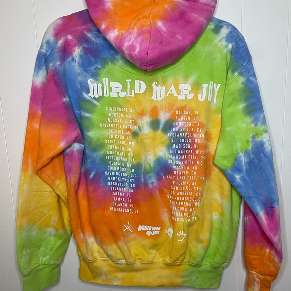 The Chainsmokers 2019 World War Joy Blue Tie Dye Concert Hoodie Size Small - Picture 3 of 12